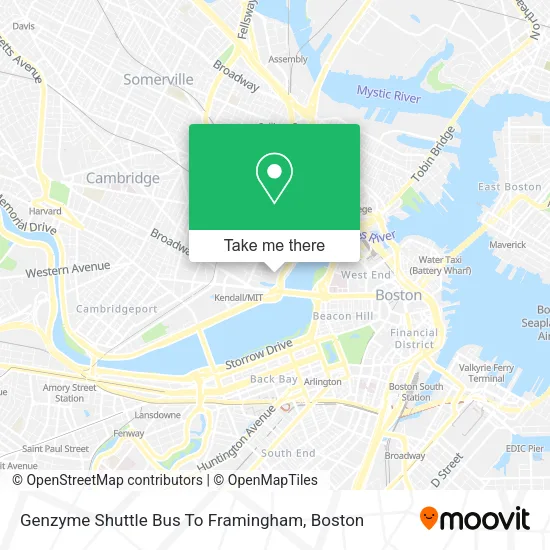 Mapa de Genzyme Shuttle Bus To Framingham
