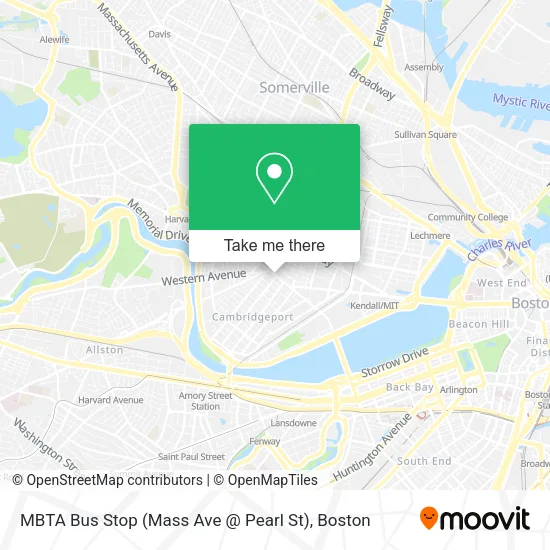 Mapa de MBTA Bus Stop (Mass Ave @ Pearl St)
