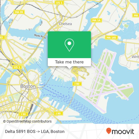 Mapa de Delta 5891 BOS -> LGA