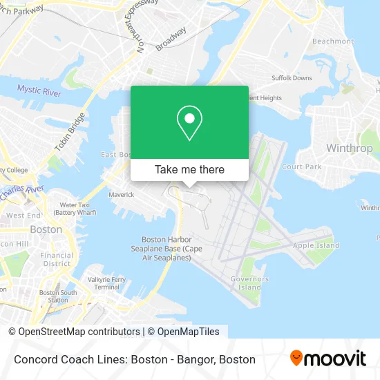 Concord Coach Lines: Boston - Bangor map