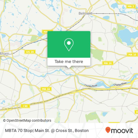 Mapa de MBTA 70 Stop| Main St. @ Cross St.