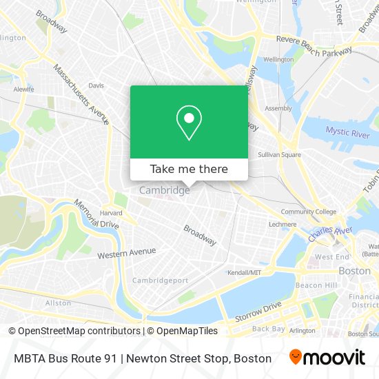 MBTA Bus Route 91 | Newton Street Stop map