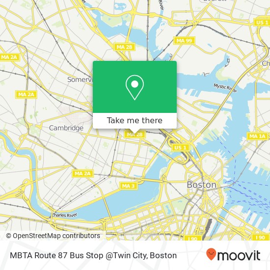 Mapa de MBTA Route 87 Bus Stop @Twin City