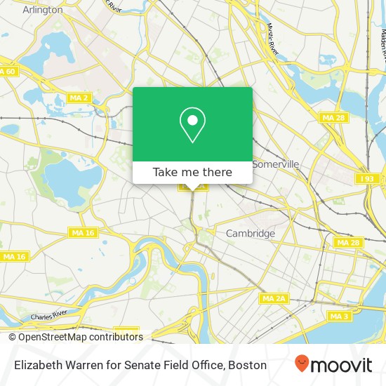 Mapa de Elizabeth Warren for Senate Field Office