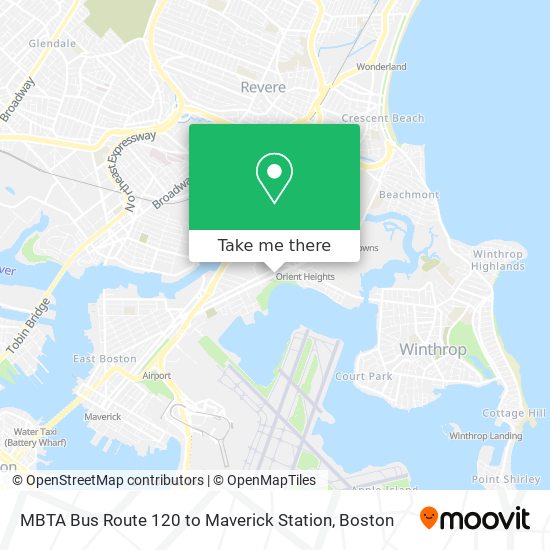 MBTA Bus Route 120 to Maverick Station map
