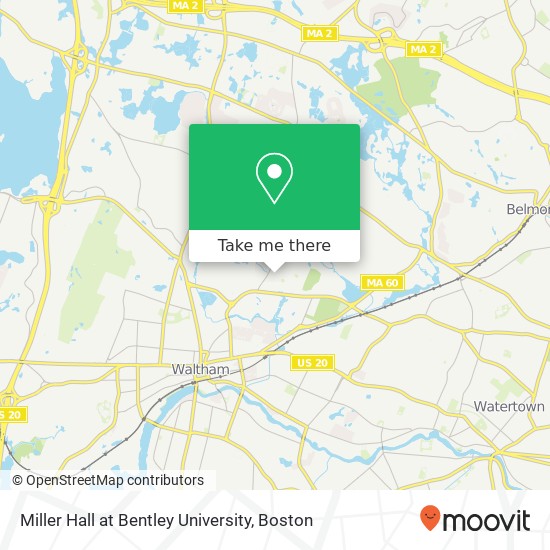 Miller Hall at Bentley University map