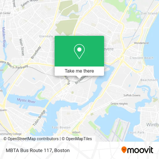 MBTA Bus Route 117 map