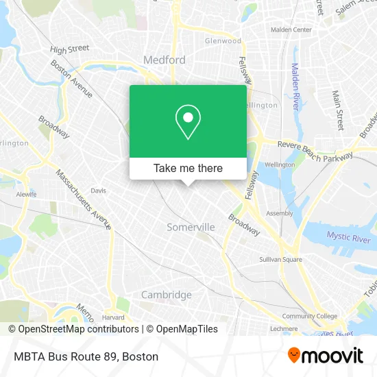 MBTA Bus Route 89 map