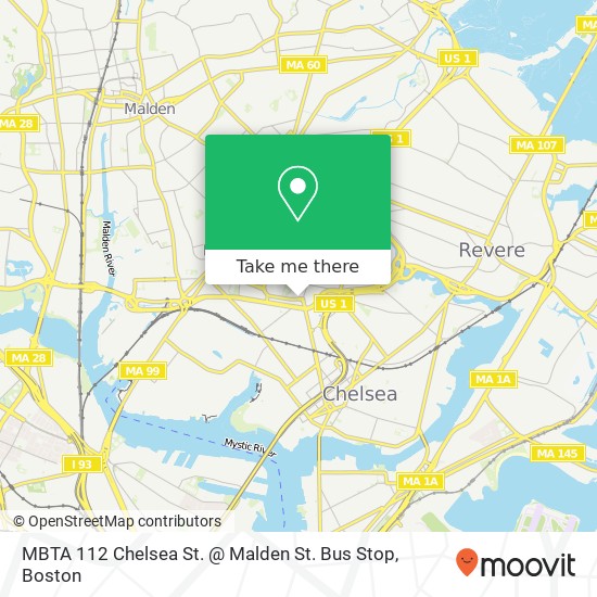 MBTA 112 Chelsea St. @ Malden St. Bus Stop map