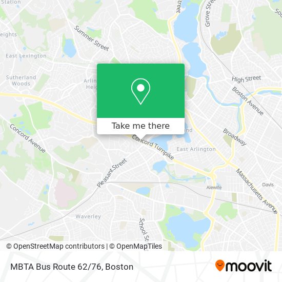 Mapa de MBTA Bus Route 62/76