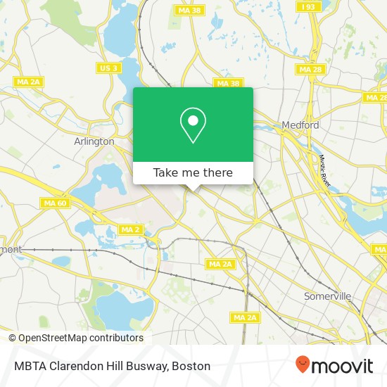 Mapa de MBTA Clarendon Hill Busway