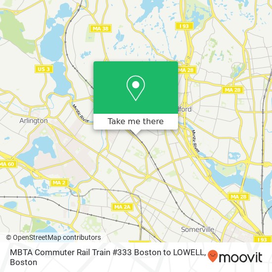 MBTA Commuter Rail Train #333 Boston to LOWELL map