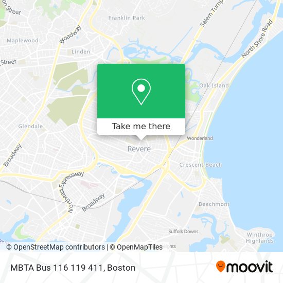 Mapa de MBTA Bus 116 119 411