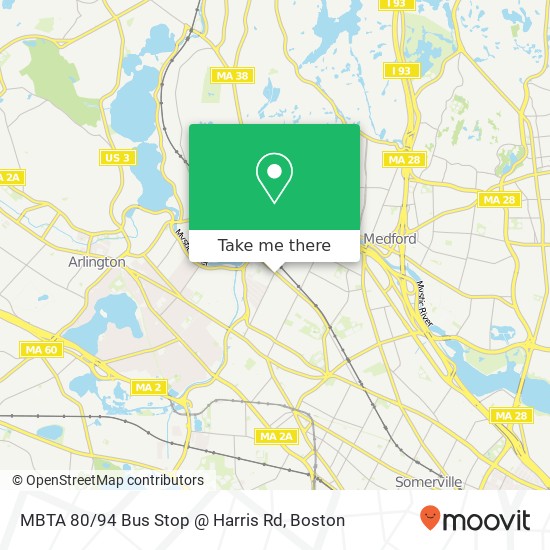 Mapa de MBTA 80 / 94 Bus Stop @ Harris Rd