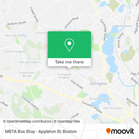 Mapa de MBTA Bus Stop - Appleton St