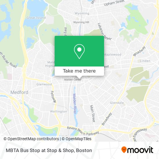 MBTA Bus Stop at Stop & Shop map
