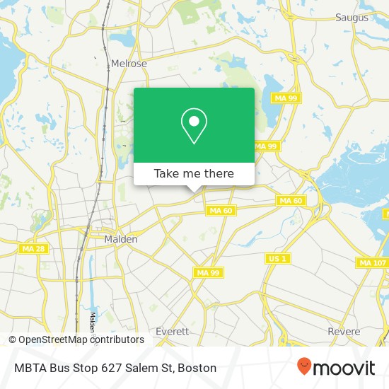 MBTA Bus Stop 627 Salem St map