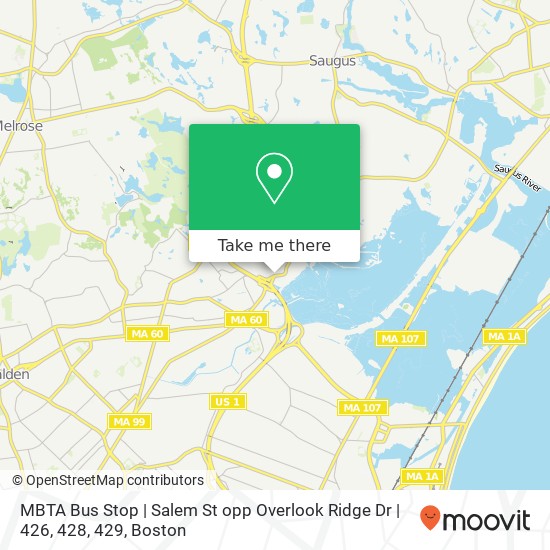 Mapa de MBTA Bus Stop | Salem St opp Overlook Ridge Dr | 426, 428, 429