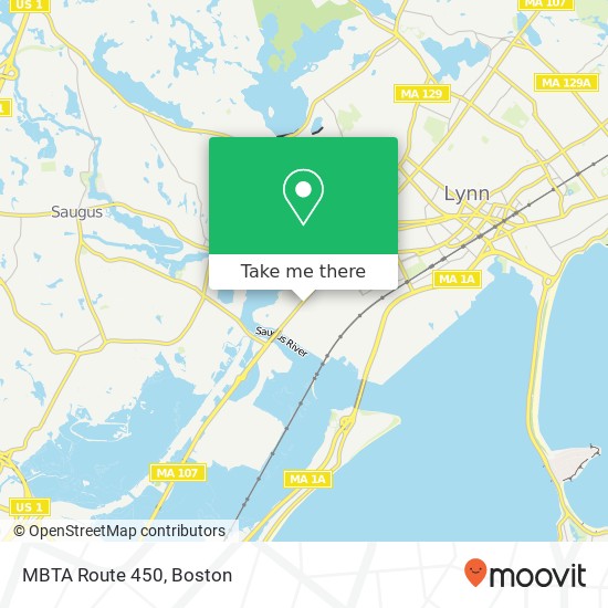 MBTA Route 450 map