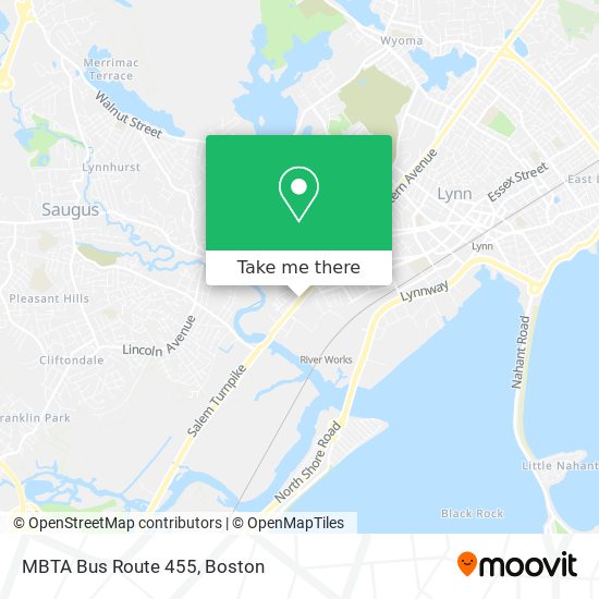 Mapa de MBTA Bus Route 455