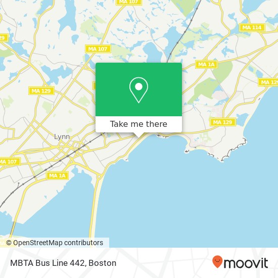 Mapa de MBTA Bus Line 442