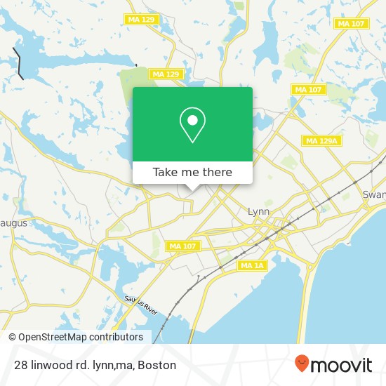 Mapa de 28 linwood rd. lynn,ma