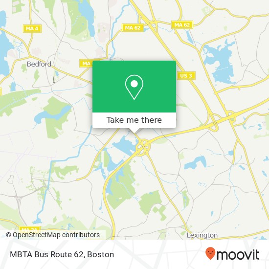 MBTA Bus Route 62 map