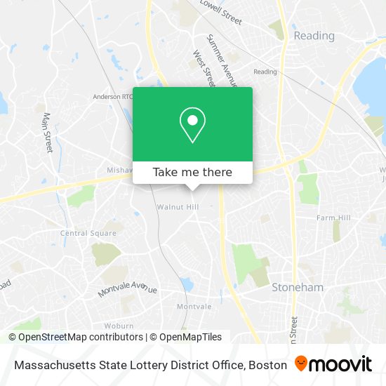 Massachusetts State Lottery District Office map