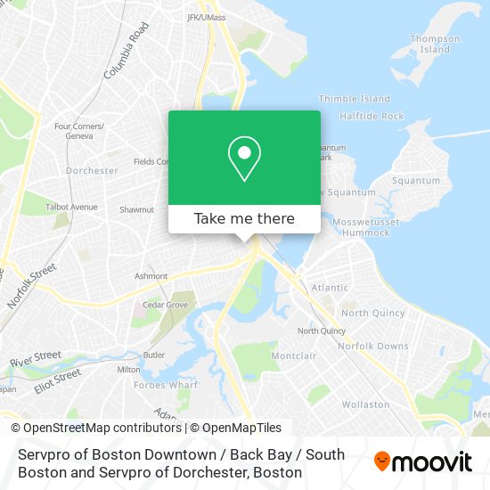 Mapa de Servpro of Boston Downtown / Back Bay / South Boston and Servpro of Dorchester