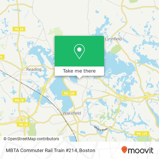 Mapa de MBTA Commuter Rail Train #214