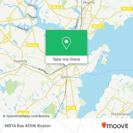 Mapa de MBTA Bus 455W