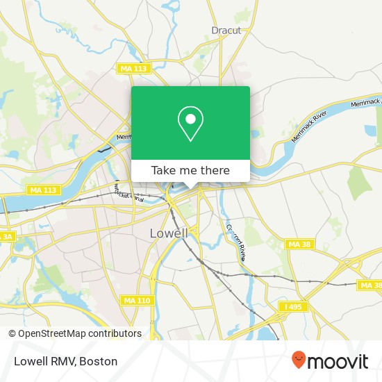 Lowell RMV map