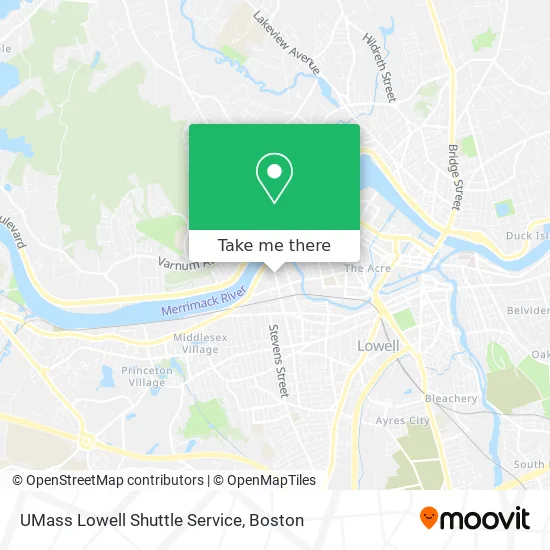 Mapa de UMass Lowell Shuttle Service