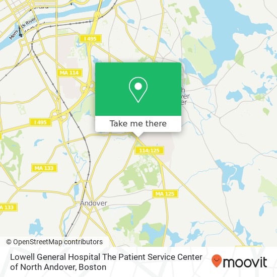 Mapa de Lowell General Hospital The Patient Service Center of North Andover