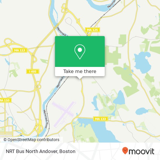 Mapa de NRT Bus North Andover