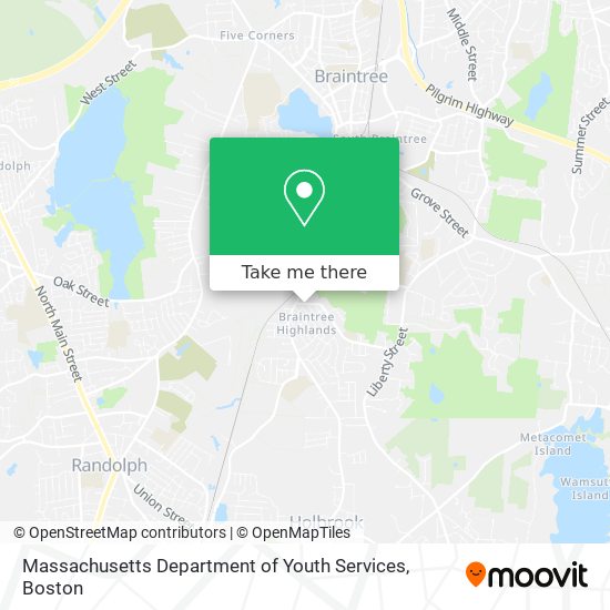 Massachusetts Department of Youth Services map