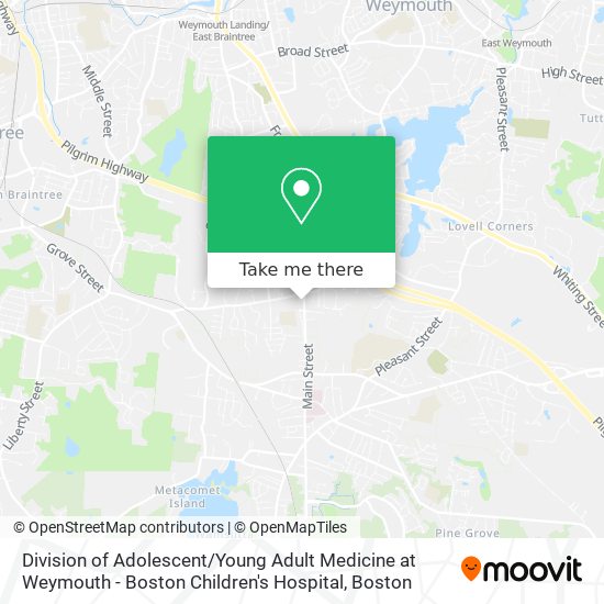 Mapa de Division of Adolescent / Young Adult Medicine at Weymouth - Boston Children's Hospital