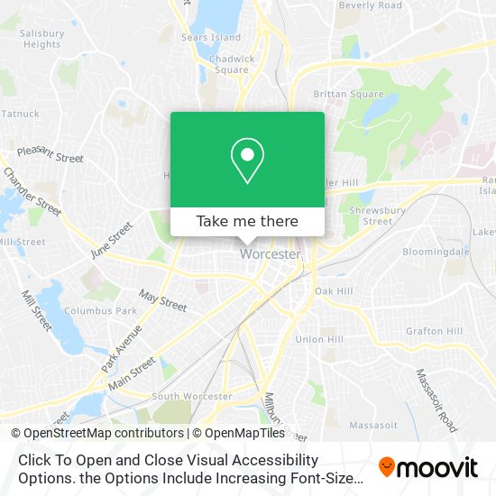 Click To Open and Close Visual Accessibility Options. the Options Include Increasing Font-Size and map