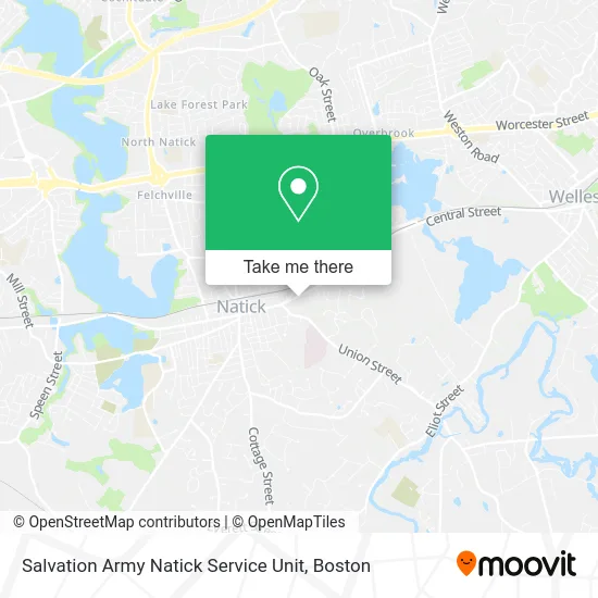 Salvation Army Natick Service Unit map