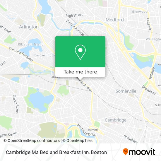 Mapa de Cambridge Ma Bed and Breakfast Inn