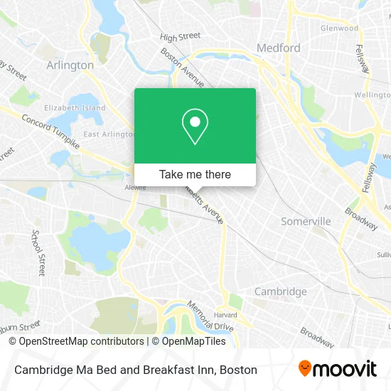 Cambridge Ma Bed and Breakfast Inn map