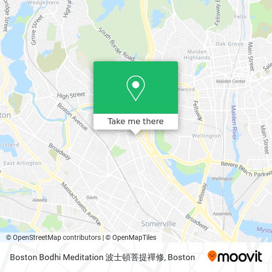 Mapa de Boston Bodhi Meditation 波士頓菩提禪修