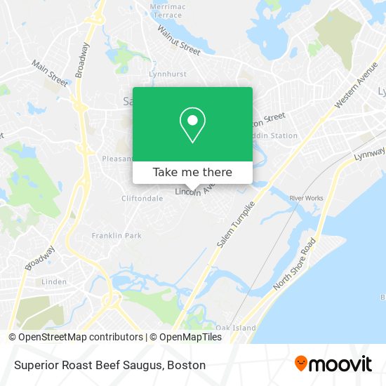 Superior Roast Beef Saugus map