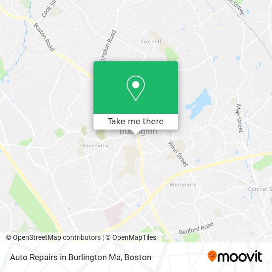 Auto Repairs in Burlington Ma map