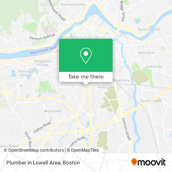 Plumber in Lowell Area map