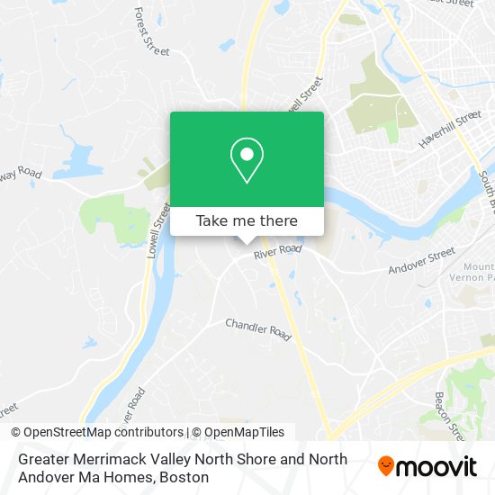 Mapa de Greater Merrimack Valley North Shore and North Andover Ma Homes