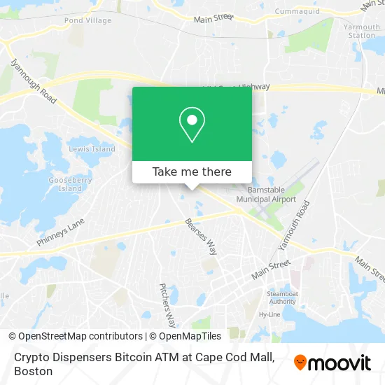 Mapa de Crypto Dispensers Bitcoin ATM at Cape Cod Mall
