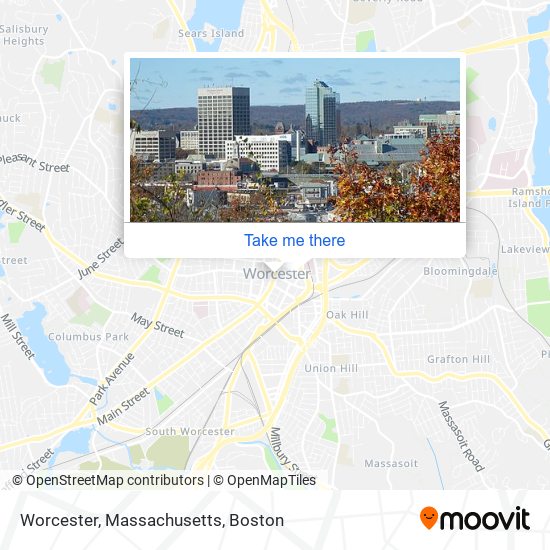 Mapa de Worcester, Massachusetts