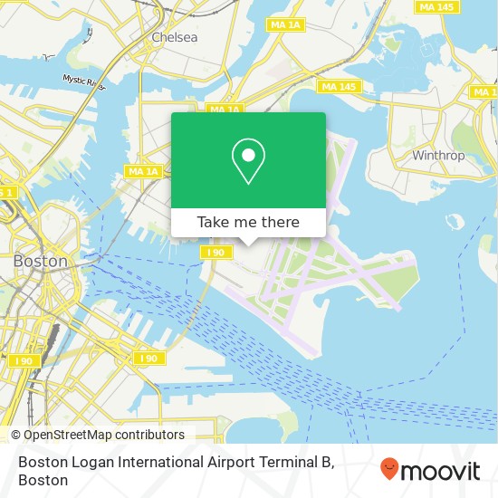 Mapa de Boston Logan International Airport Terminal B