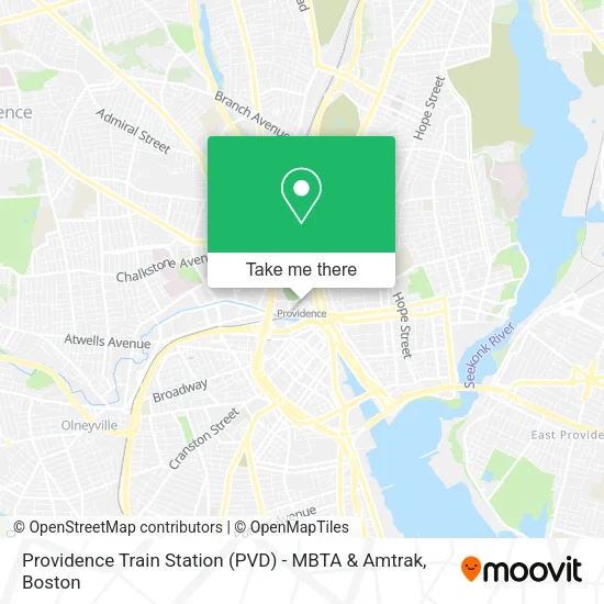 Mapa de Providence Train Station (PVD) - MBTA & Amtrak